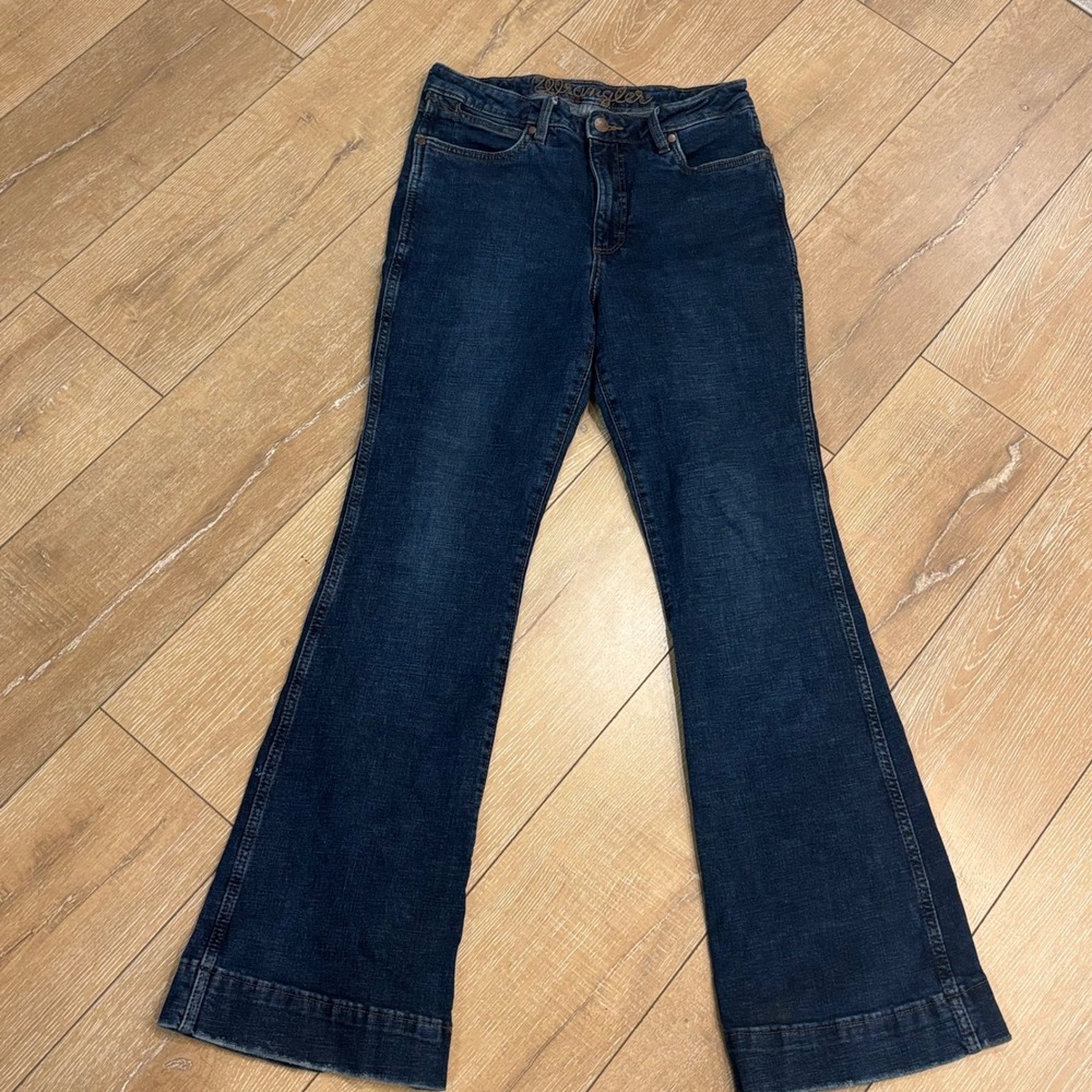 Vintage Bailey Wrangler High Rise Trouser Jeans Dark Wash Wide Leg 30x32 Womens